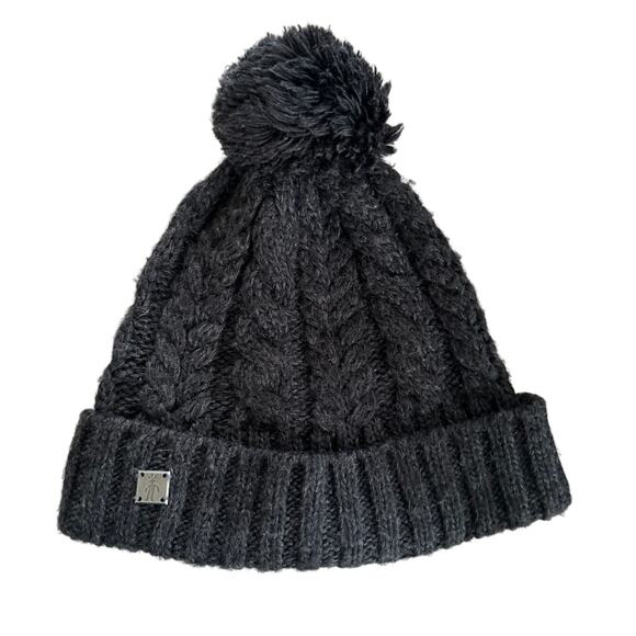 Smartwool Grey Merino Wool Cableknit Chunky Pom Pom Beanie - Picture 1 of 5